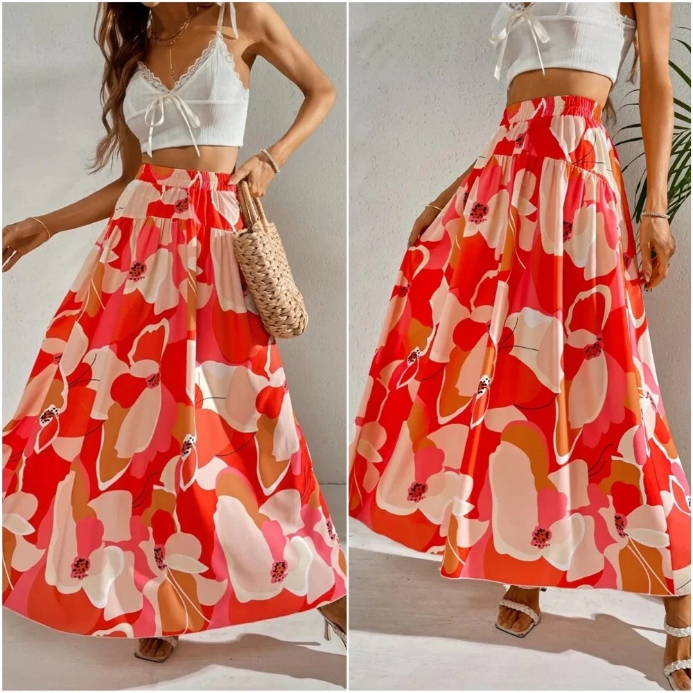 014 Boho Floral Print Tropical Maxi Skirt - Picture 7 of 16